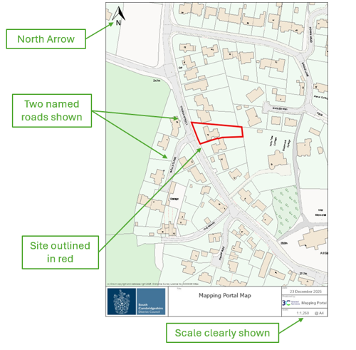 key features of a site location plan